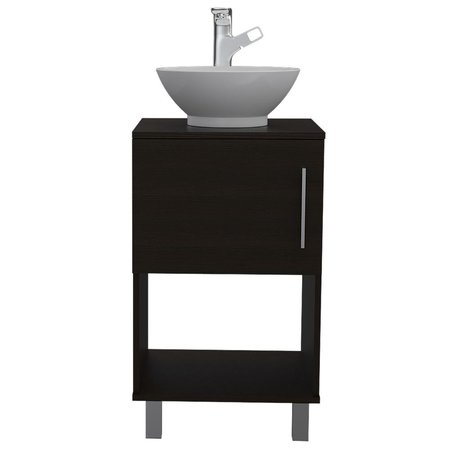 Tuhome Gouda 18 in. Single Bathroom Vanity, One Open Shelf, Single Door Cabinet, Black MLW6759